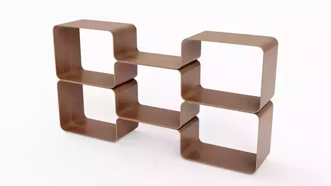 Bookshelf modern Low-poly 3D model