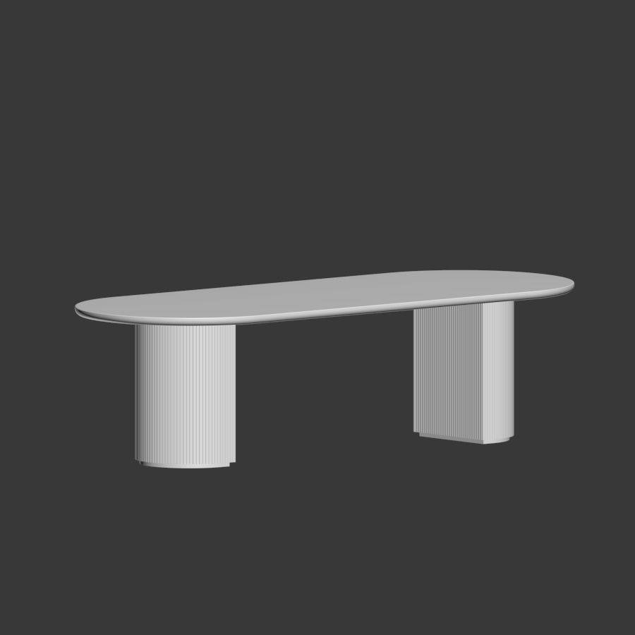 Dining Set rectangular table 3D model_2