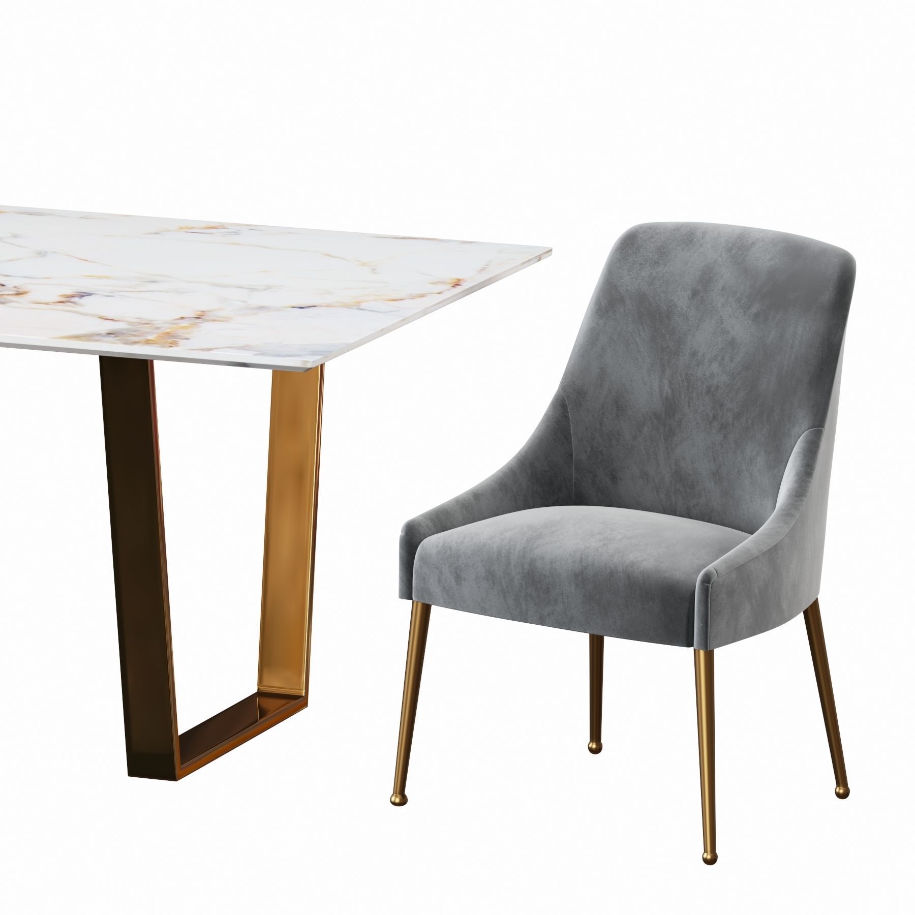 Elowen Chair and Malulani dining table 3D model_2