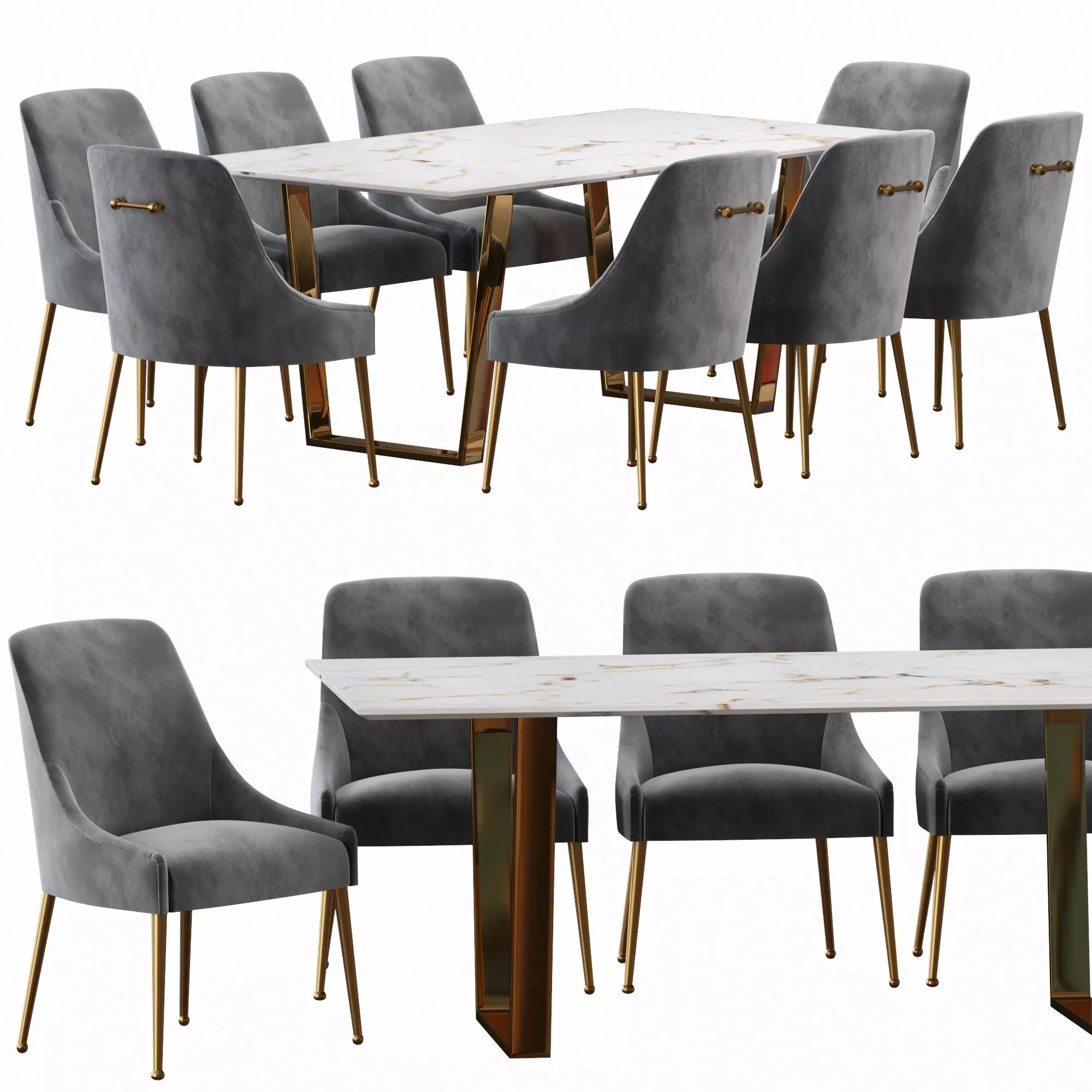 Elowen Chair and Malulani dining table 3D model_0