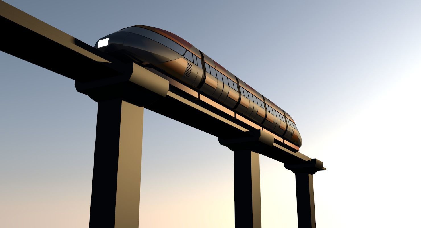 Monorail train  3D model_5