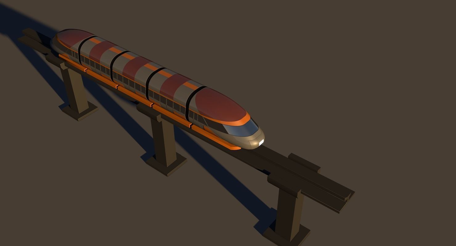 Monorail train  3D model_6