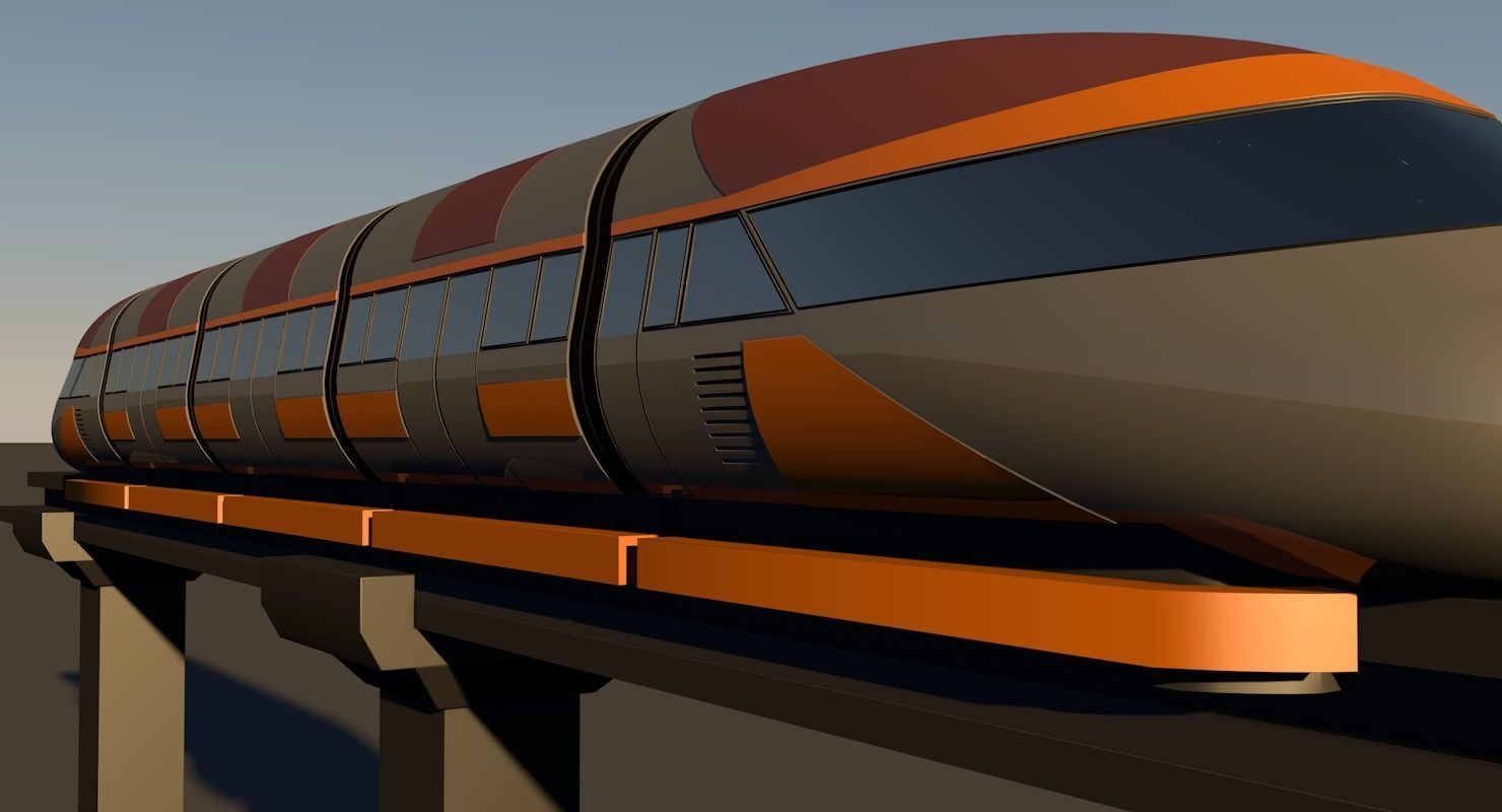 Monorail train  3D model_4