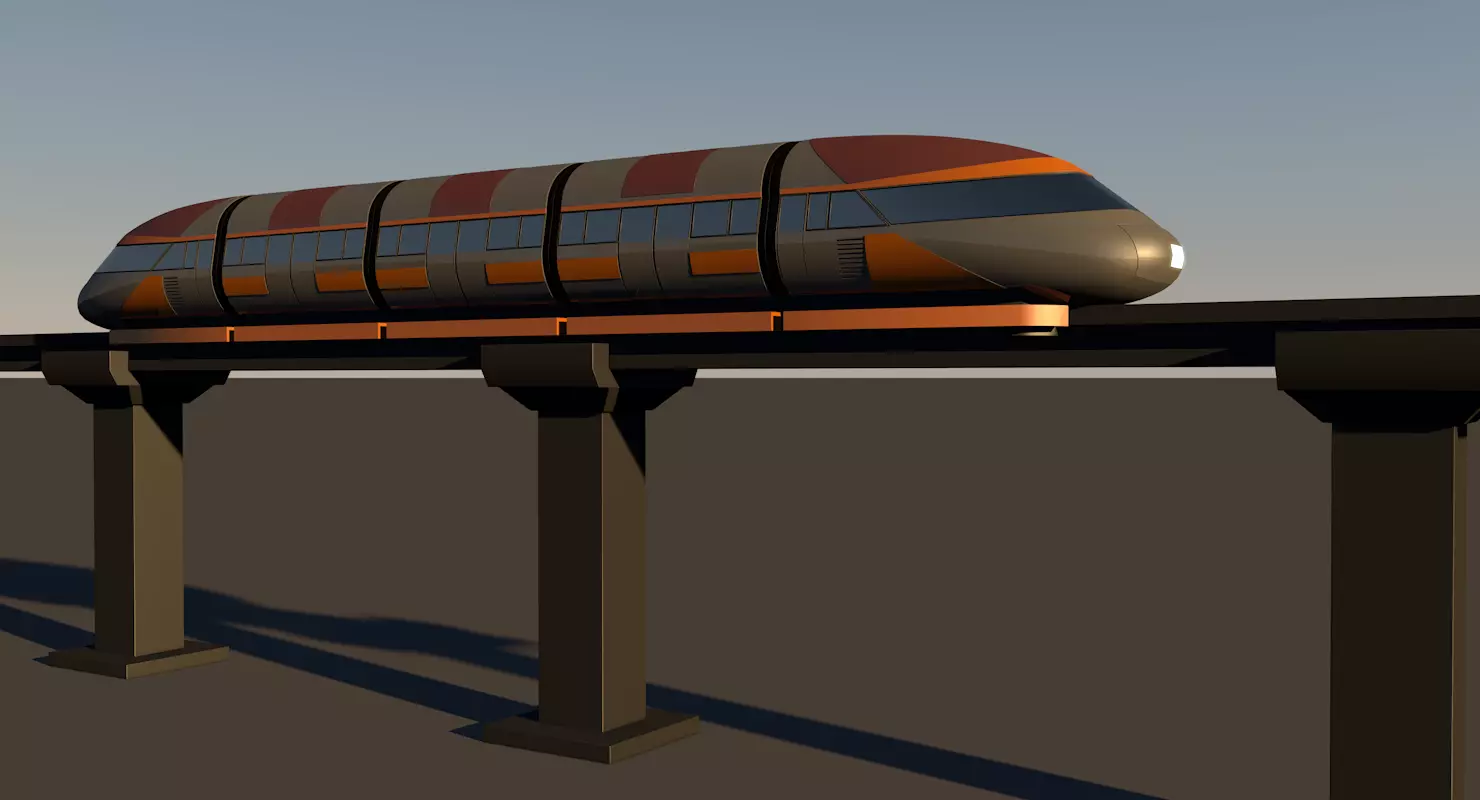 Monorail train  3D model_0