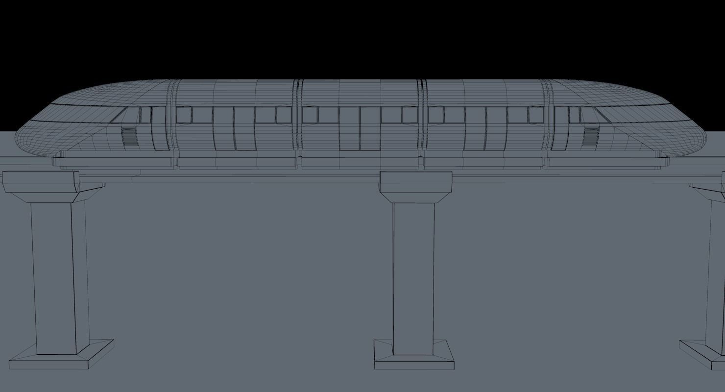 Monorail train  3D model_10