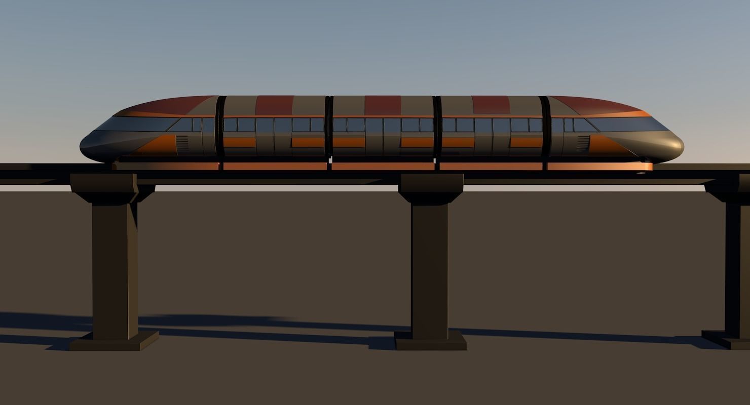 Monorail train  3D model_1