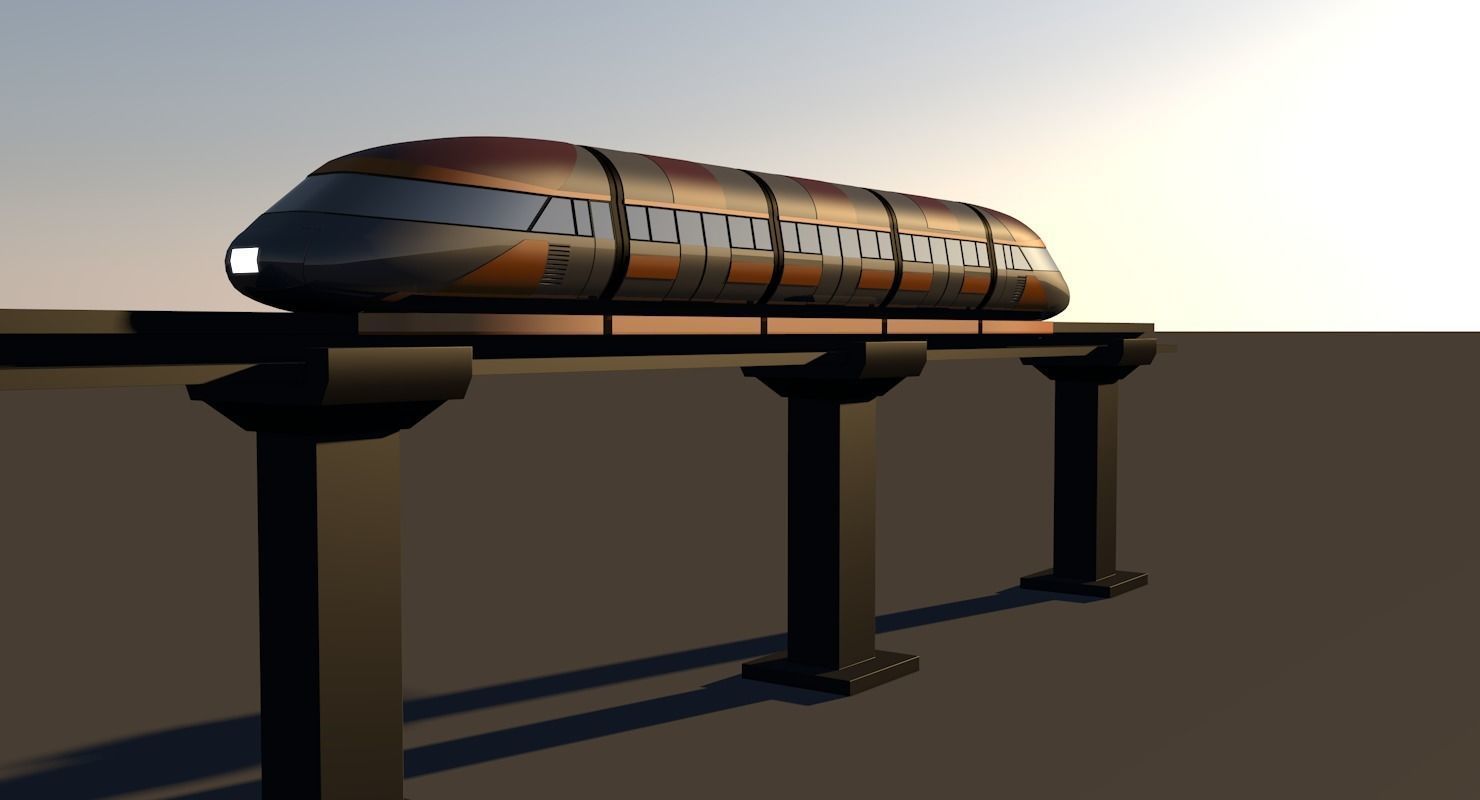 Monorail train  3D model_2