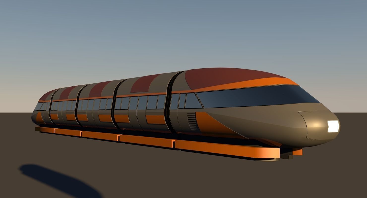 Monorail train  3D model_7