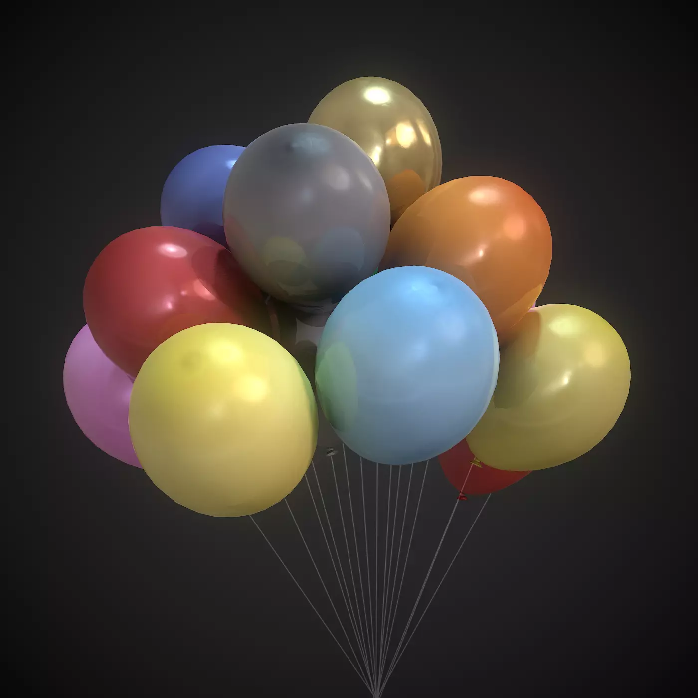Balloons orange balloon 3D model_0