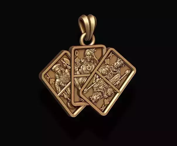 Pair of spades Jacks Queens Kings playing cards pendant 3D print model