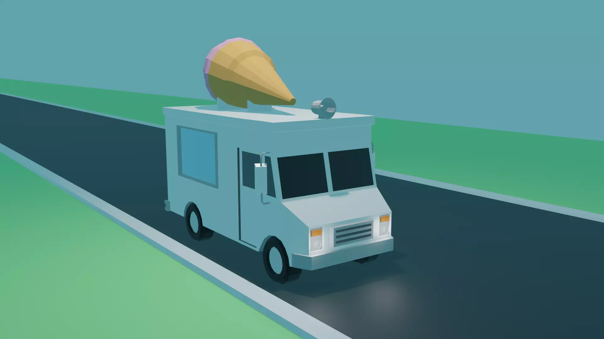 Ice Cream Truck lowpoly Low-poly 3D model