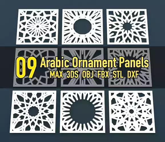 Collection of Arabic ornament panels CNC