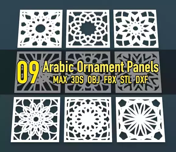 Collection of Arabic ornament panels CNC