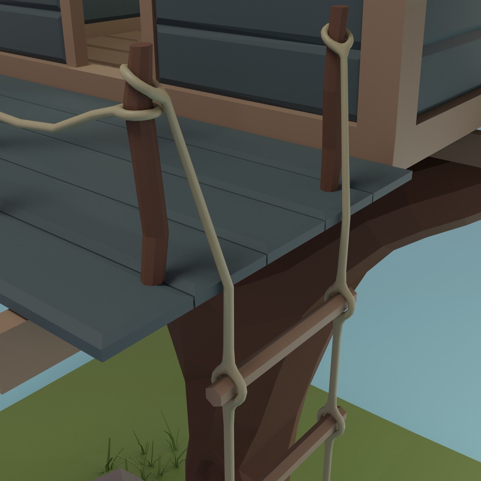 Tree house Low-poly 3D model_4