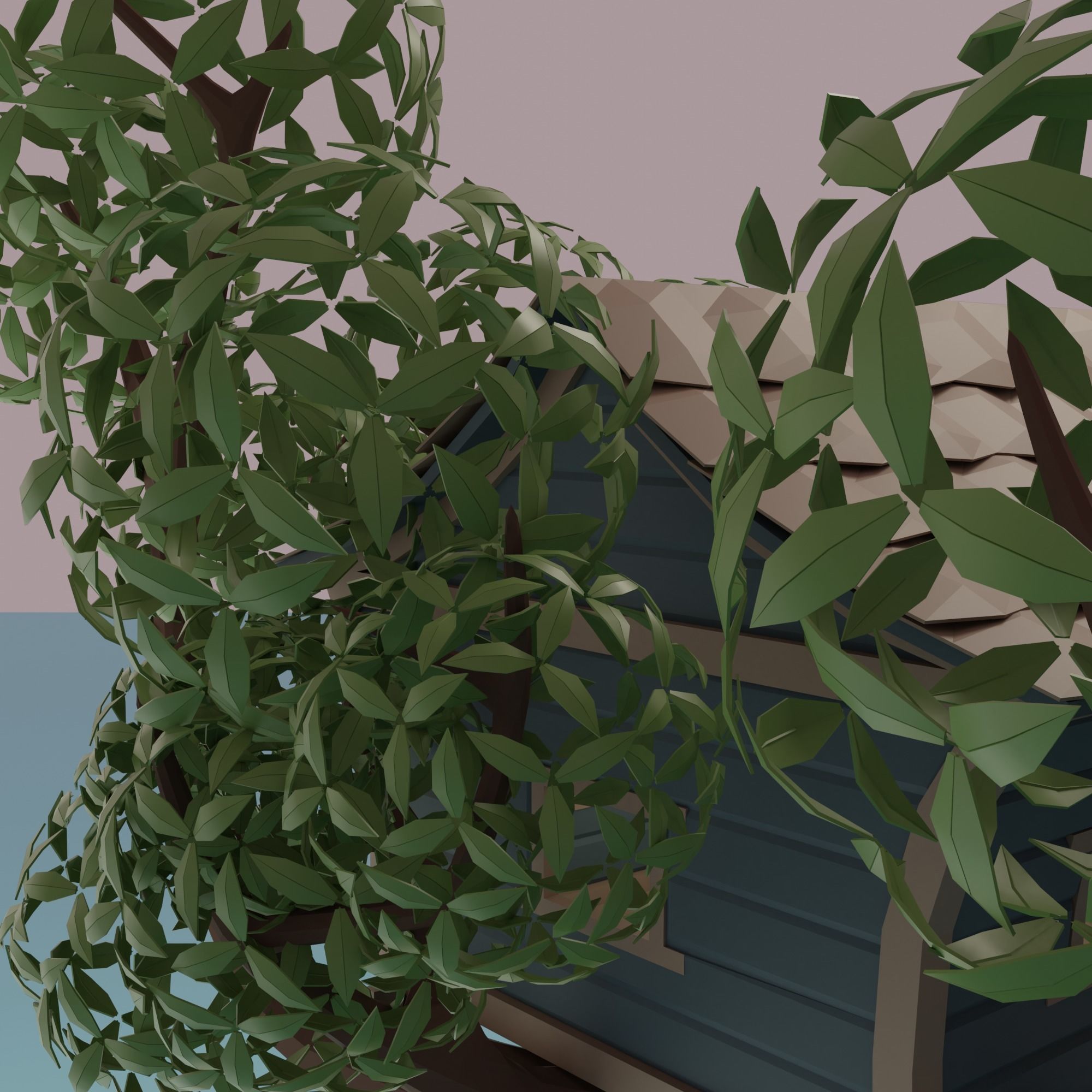 Tree house Low-poly 3D model_5