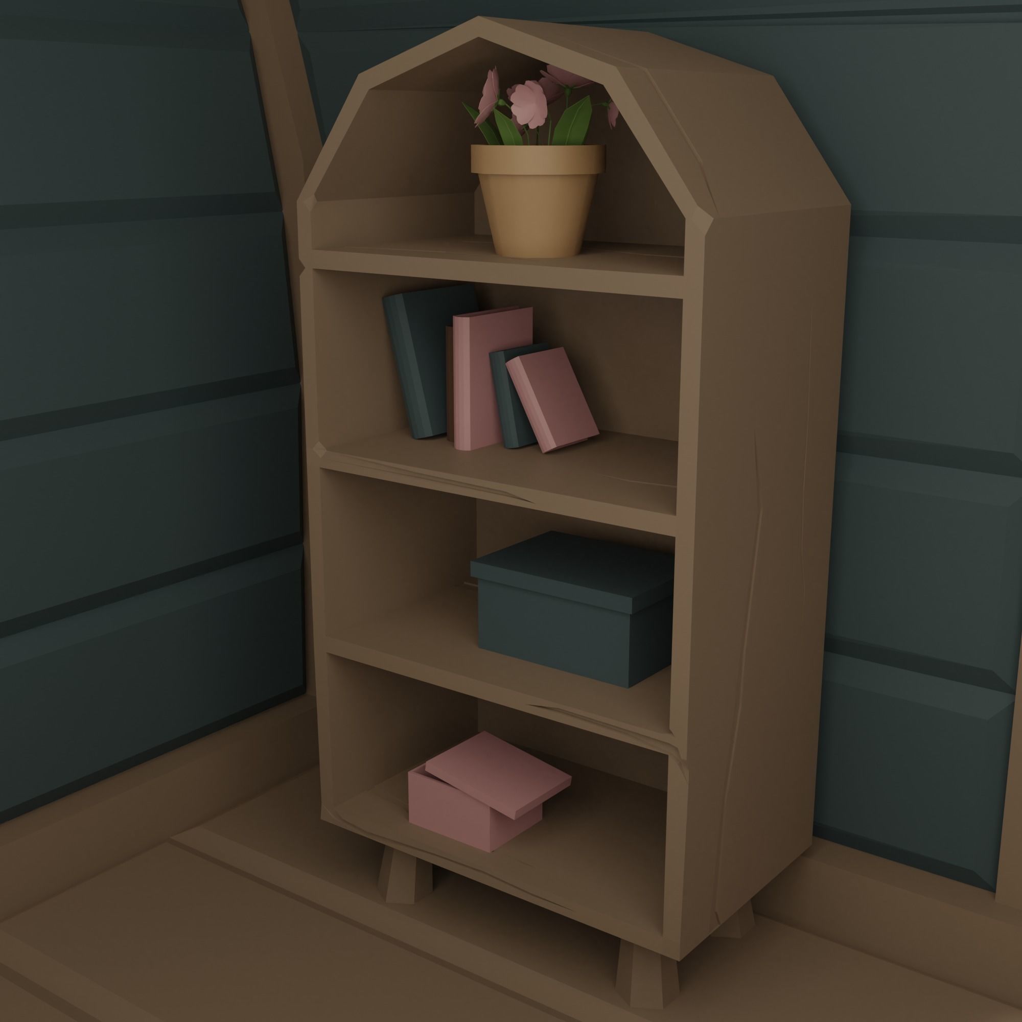 Tree house Low-poly 3D model_9