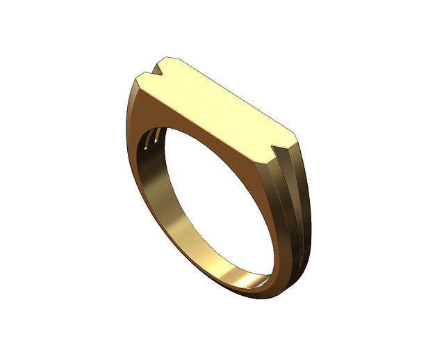 Split shank rectangular tag signet ring 3D print model