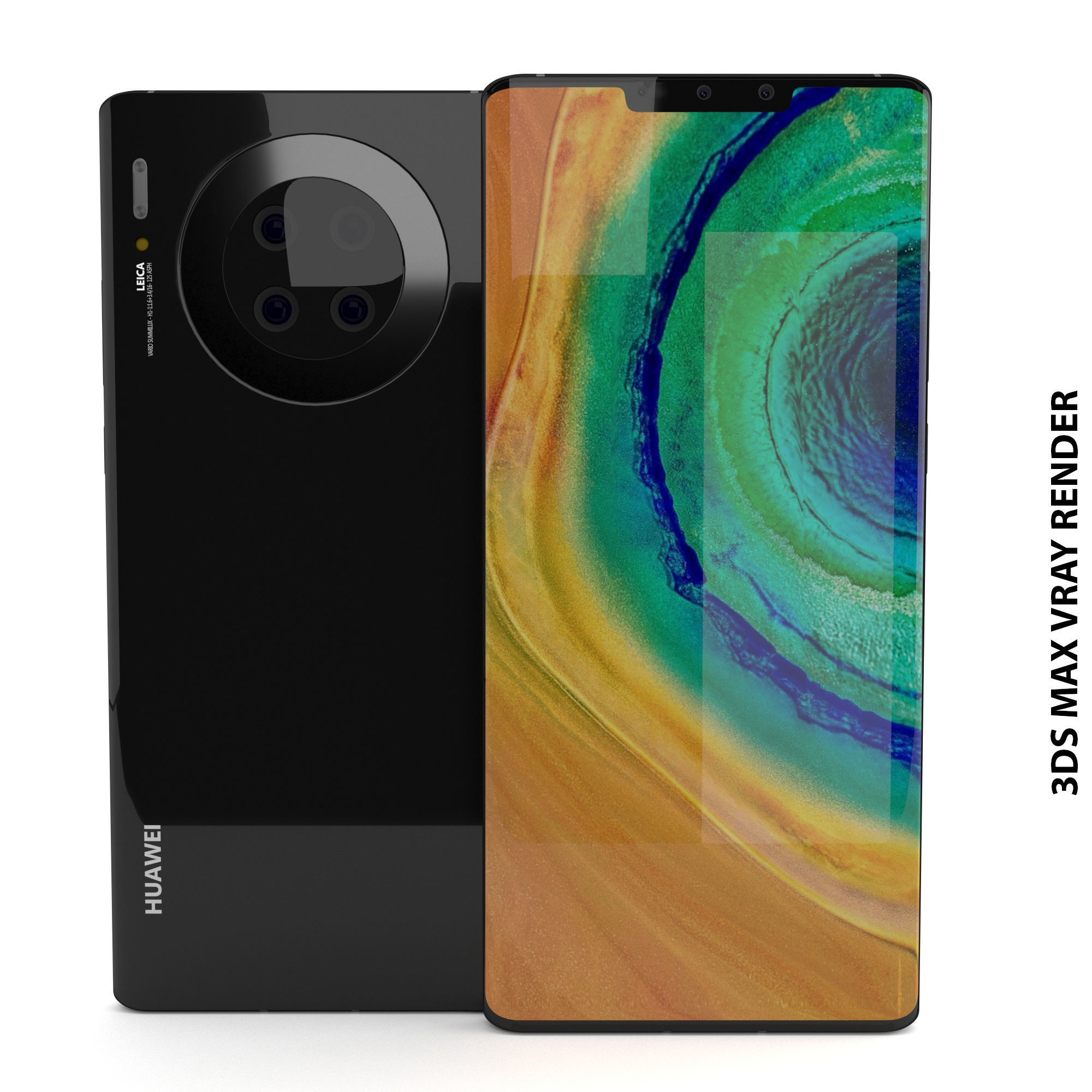 Huawei Mate 30 Pro ELEMENT 3D Low-poly 3D model_11