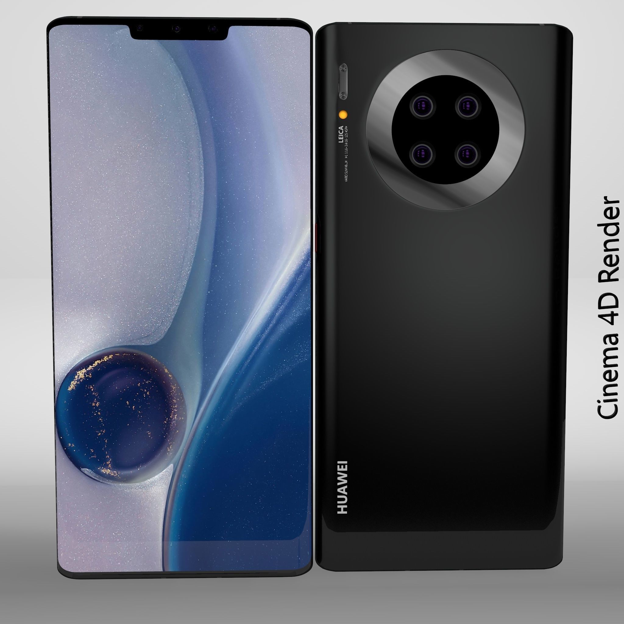 Huawei Mate 30 Pro ELEMENT 3D Low-poly 3D model_12
