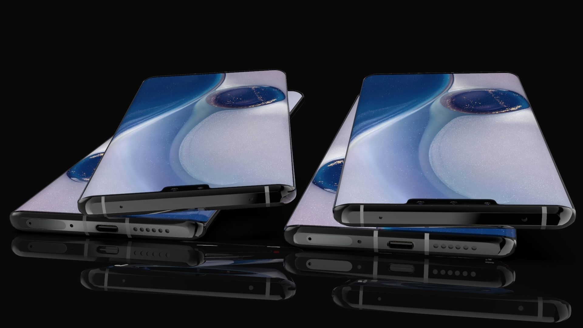 Huawei Mate 30 Pro ELEMENT 3D Low-poly 3D model_8