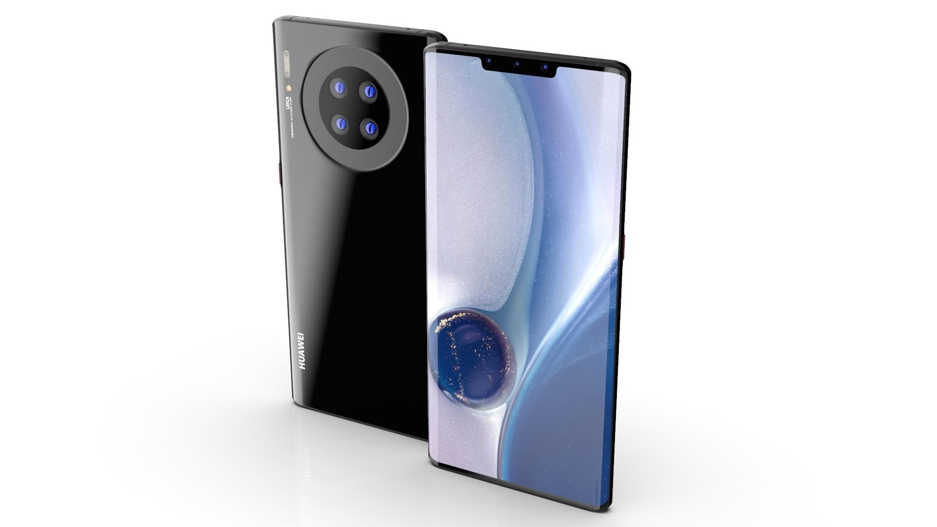 Huawei Mate 30 Pro ELEMENT 3D Low-poly 3D model_7