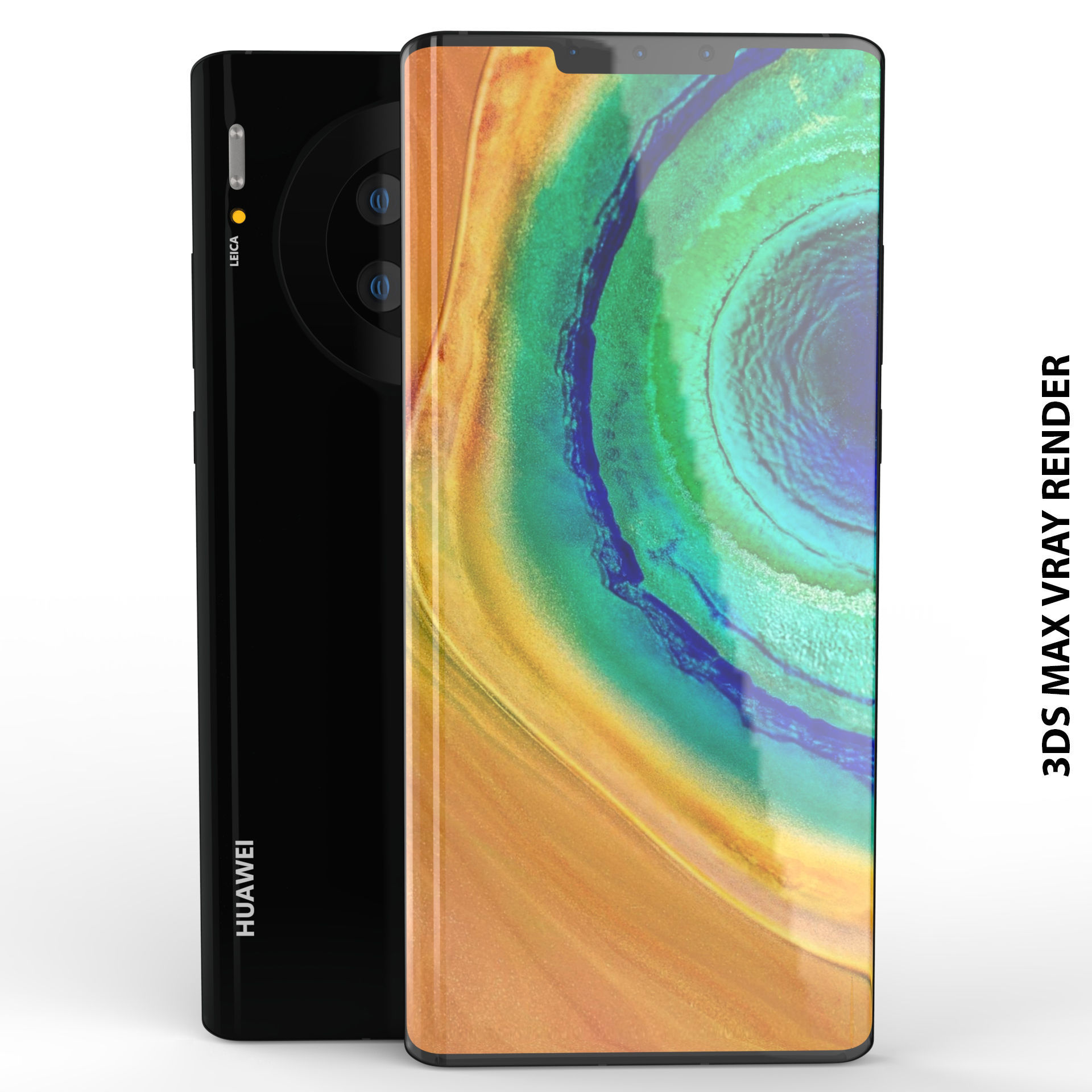 Huawei Mate 30 Pro ELEMENT 3D Low-poly 3D model_14