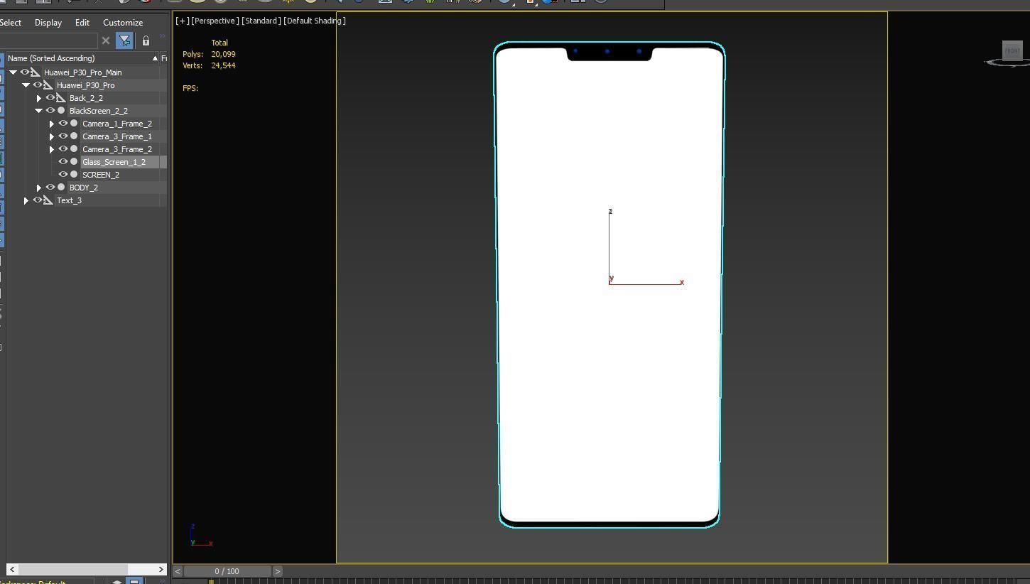 Huawei Mate 30 Pro ELEMENT 3D Low-poly 3D model_13
