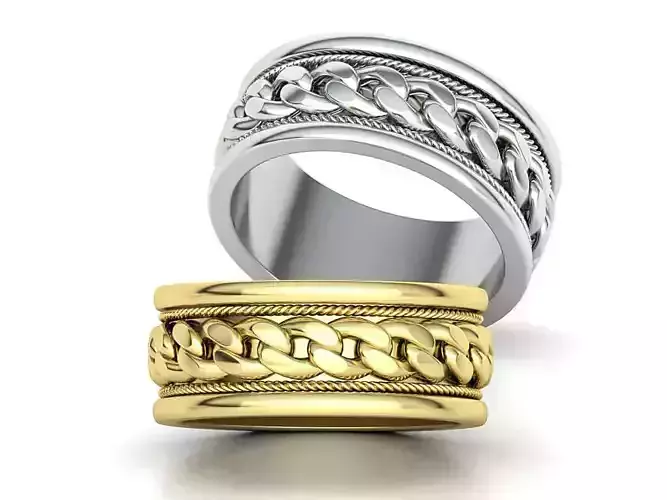 Cuban Wedding Band Ring Mens Band ring 3dmodel 3D print model