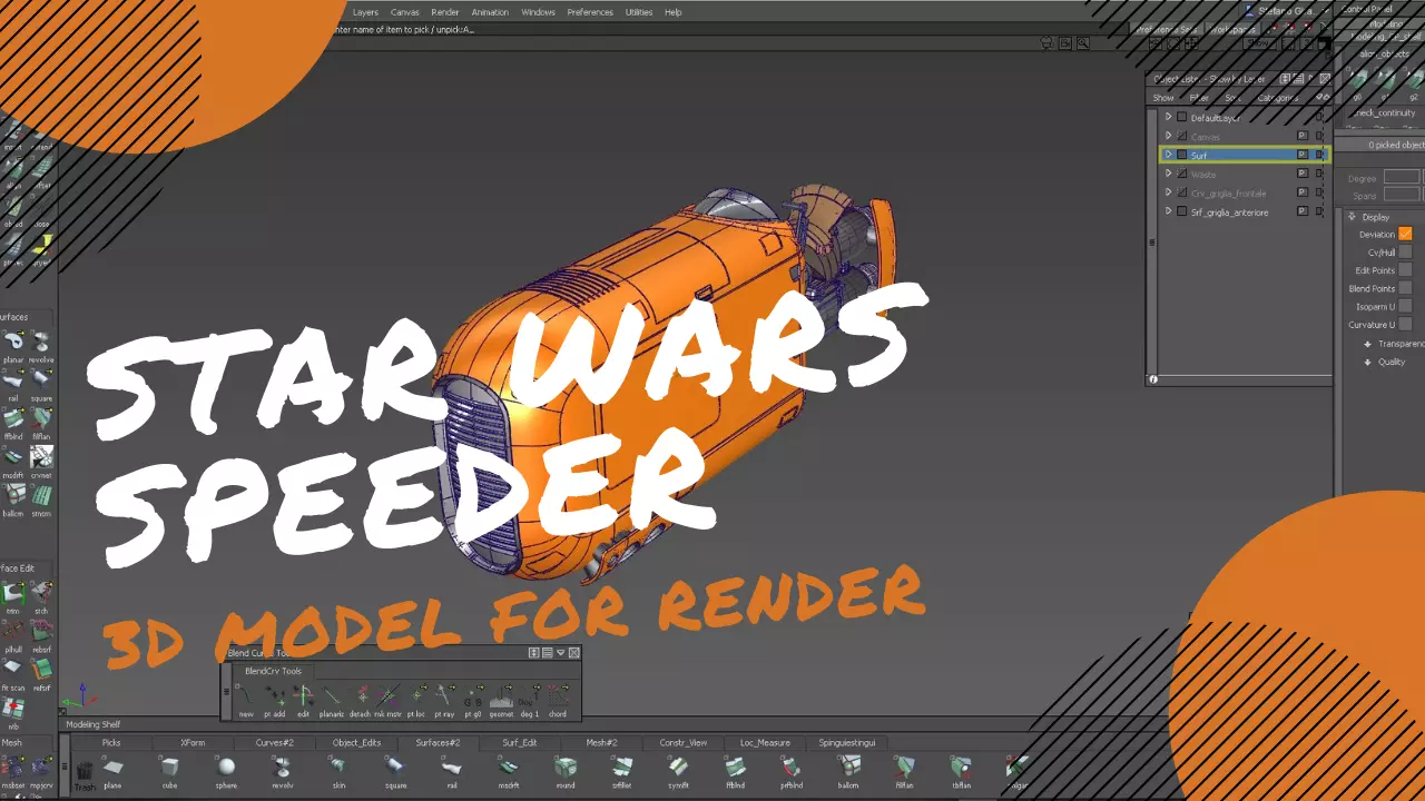 Star Wars Orange Jedi Speeder 3D model