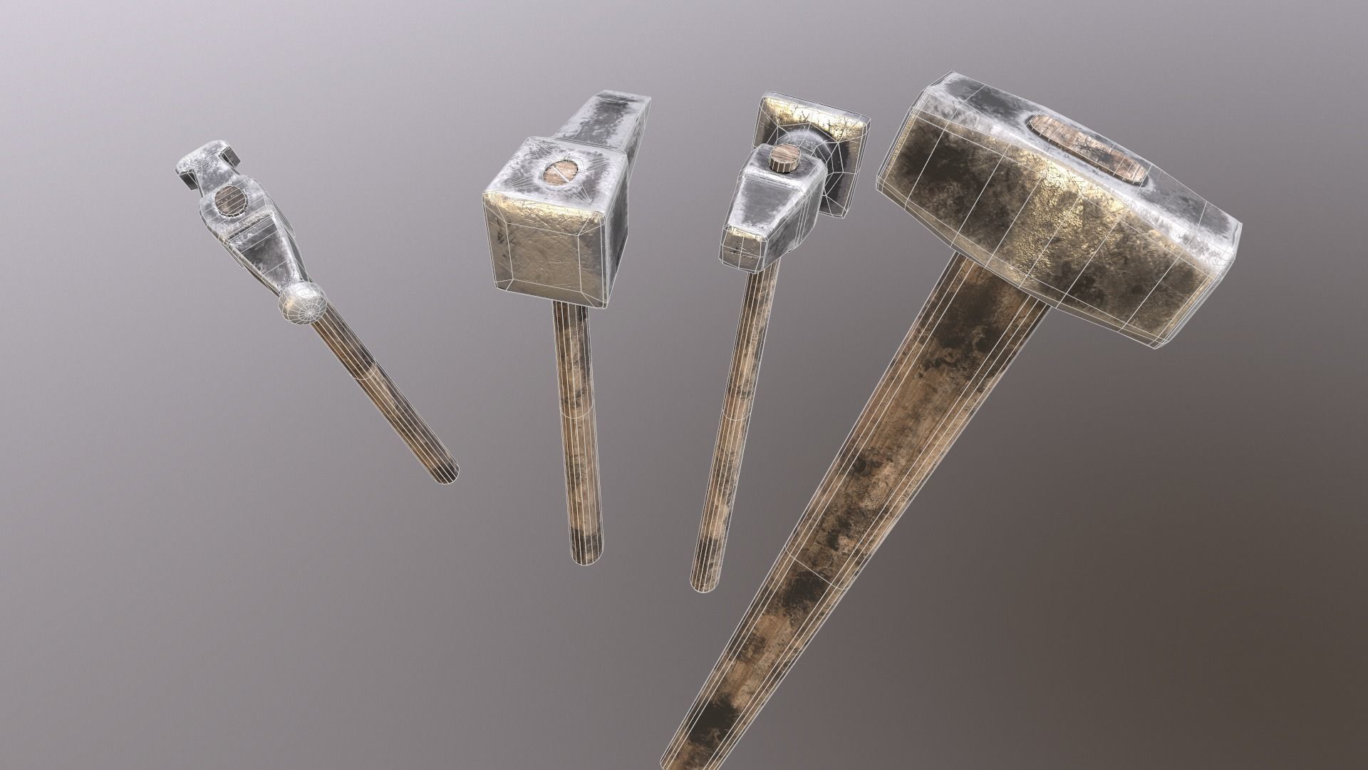 Hammer set of hammers Low-poly 3D model_4