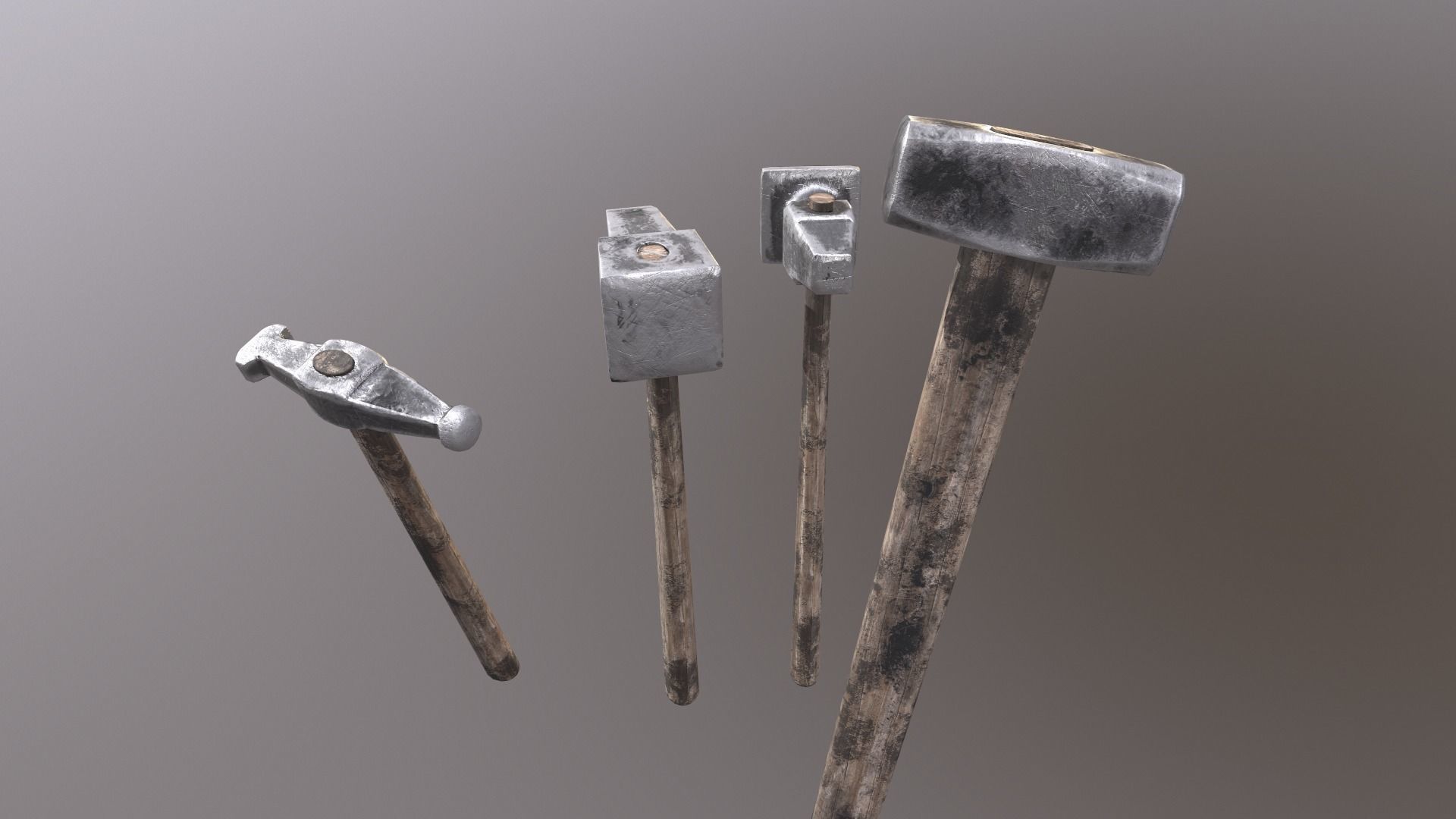 Hammer set of hammers Low-poly 3D model_1