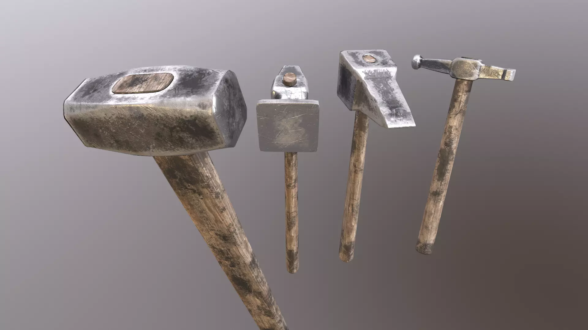 Hammer set of hammers Low-poly 3D model_0