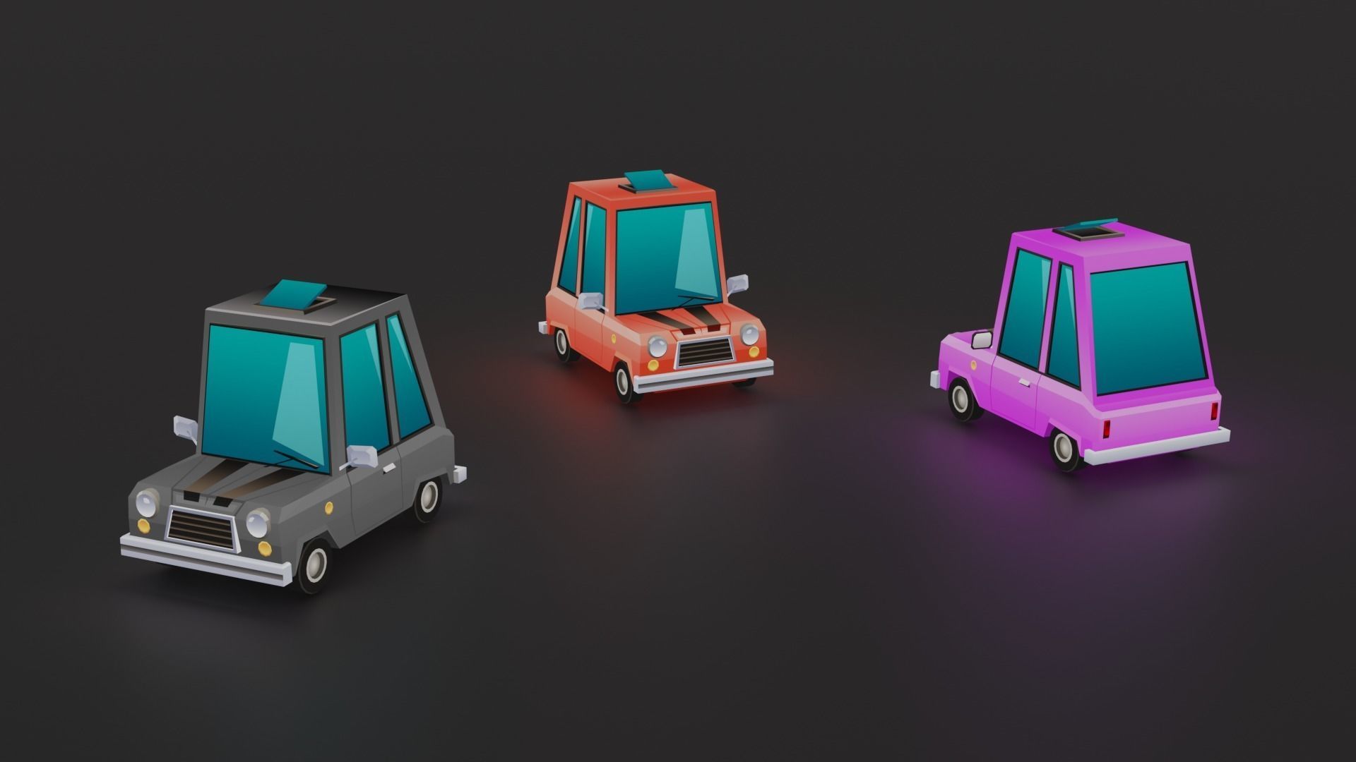3D model Low poly cartoon car pack VR / AR / low-poly | CGTrader