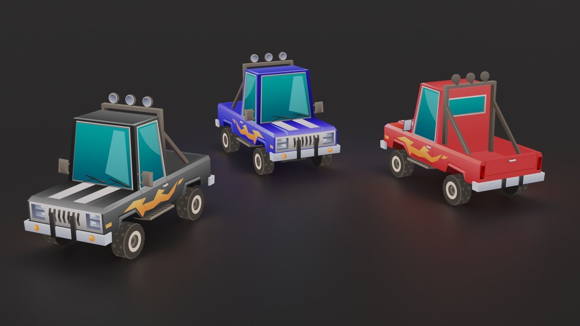 3D model Low poly cartoon car pack VR / AR / low-poly | CGTrader