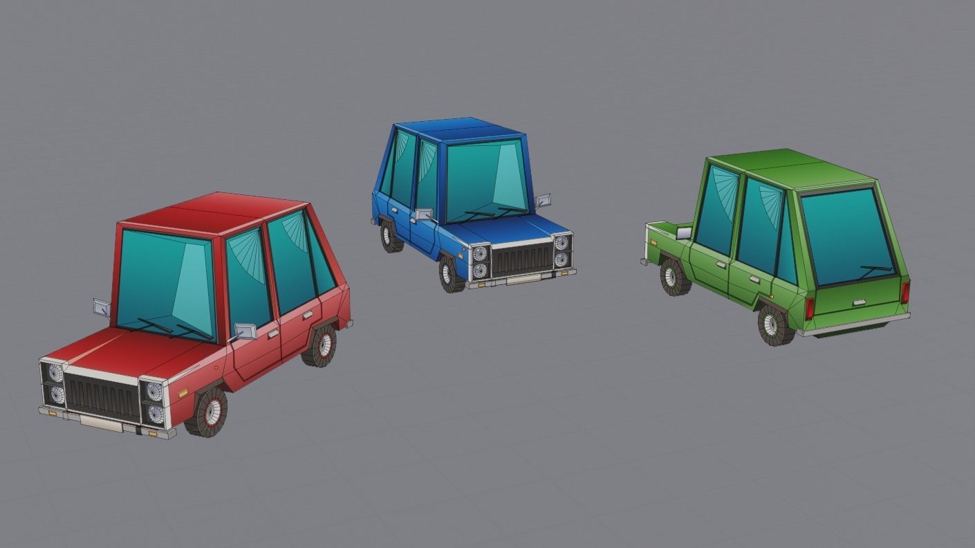 3D model Low poly cartoon car pack VR / AR / low-poly | CGTrader