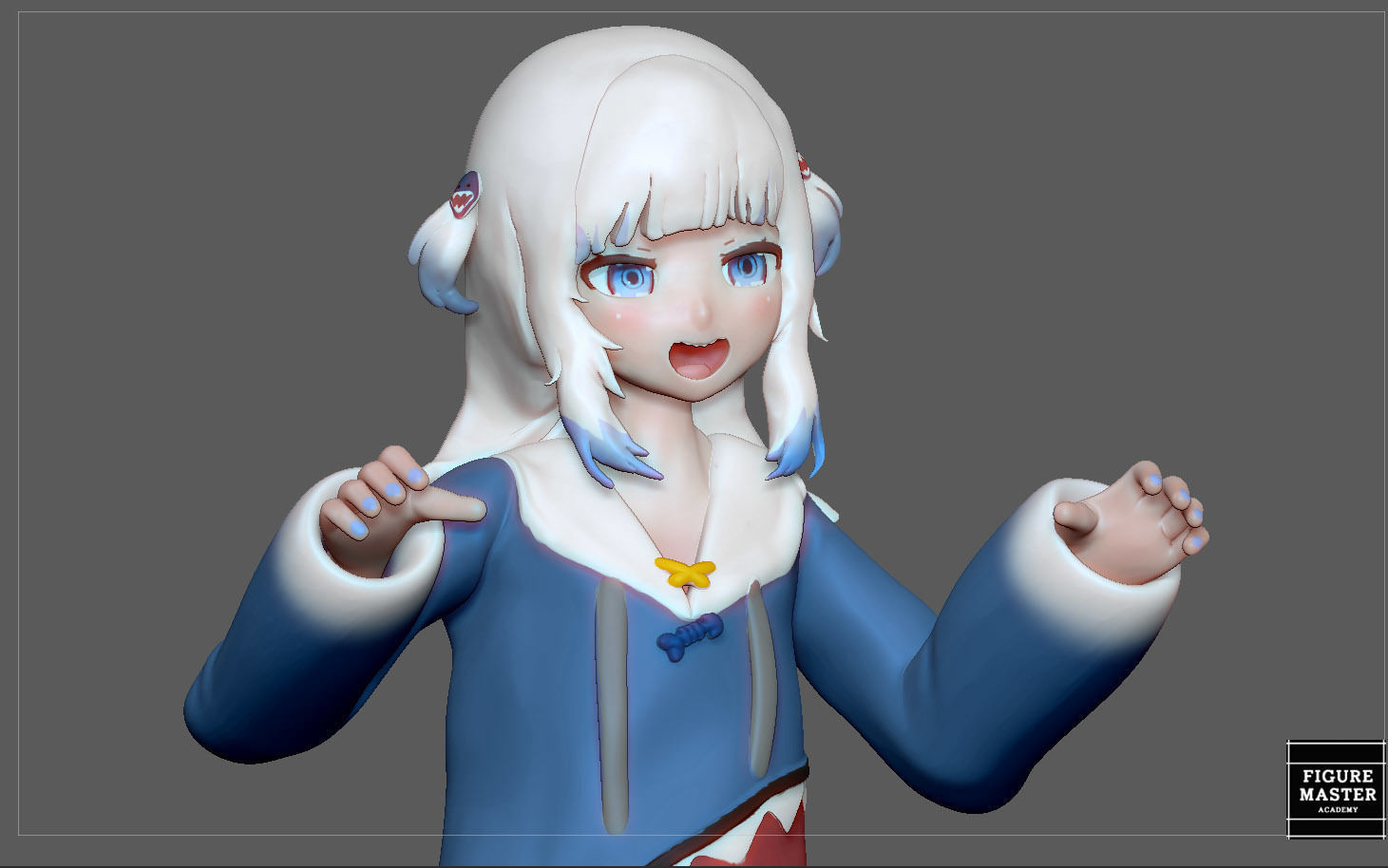 GAWR GURA NORMAL VERSION STATUE CUTE GIRL ANIME CHARACTER 3D print model_3