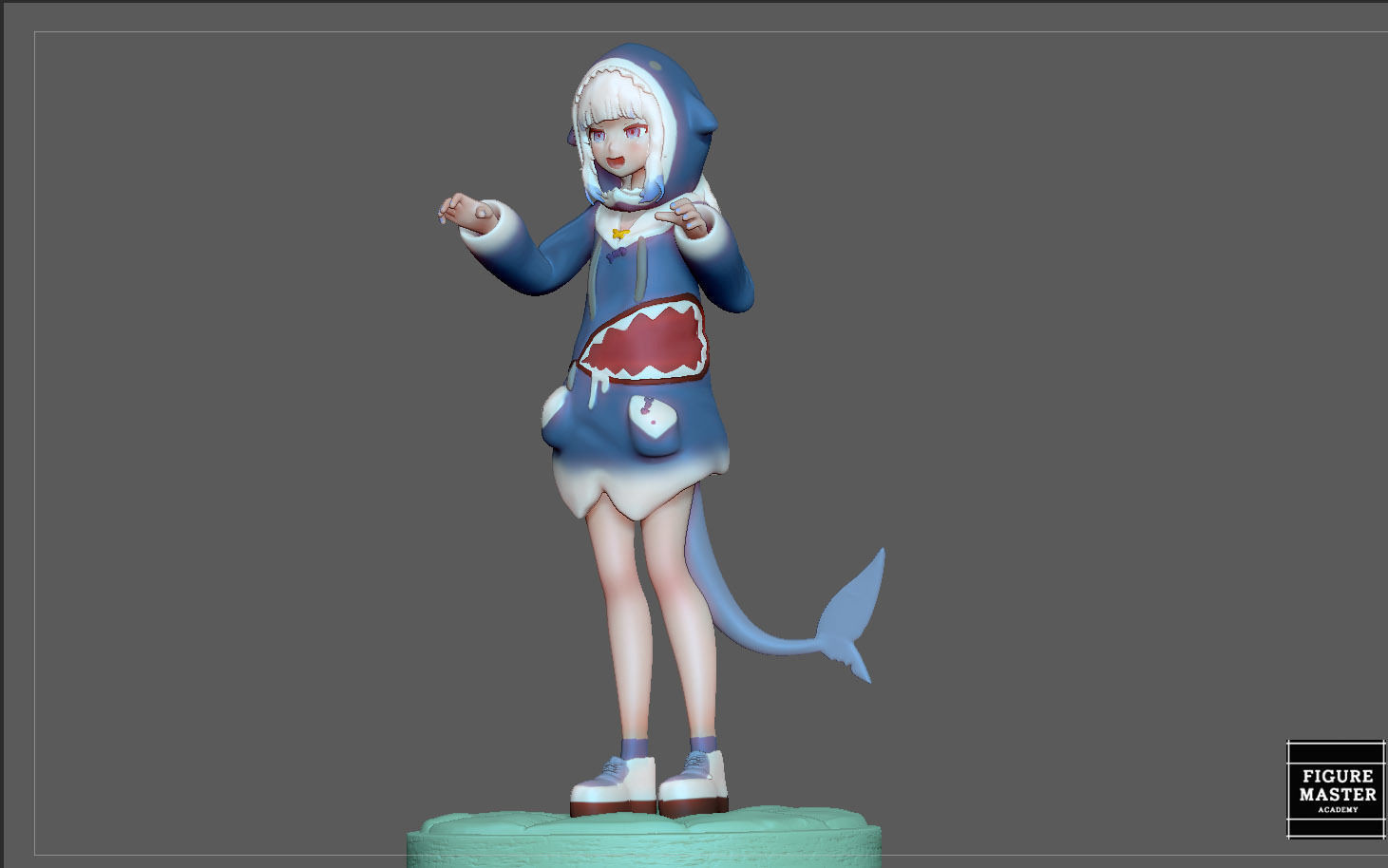 GAWR GURA NORMAL VERSION STATUE CUTE GIRL ANIME CHARACTER 3D print model_10