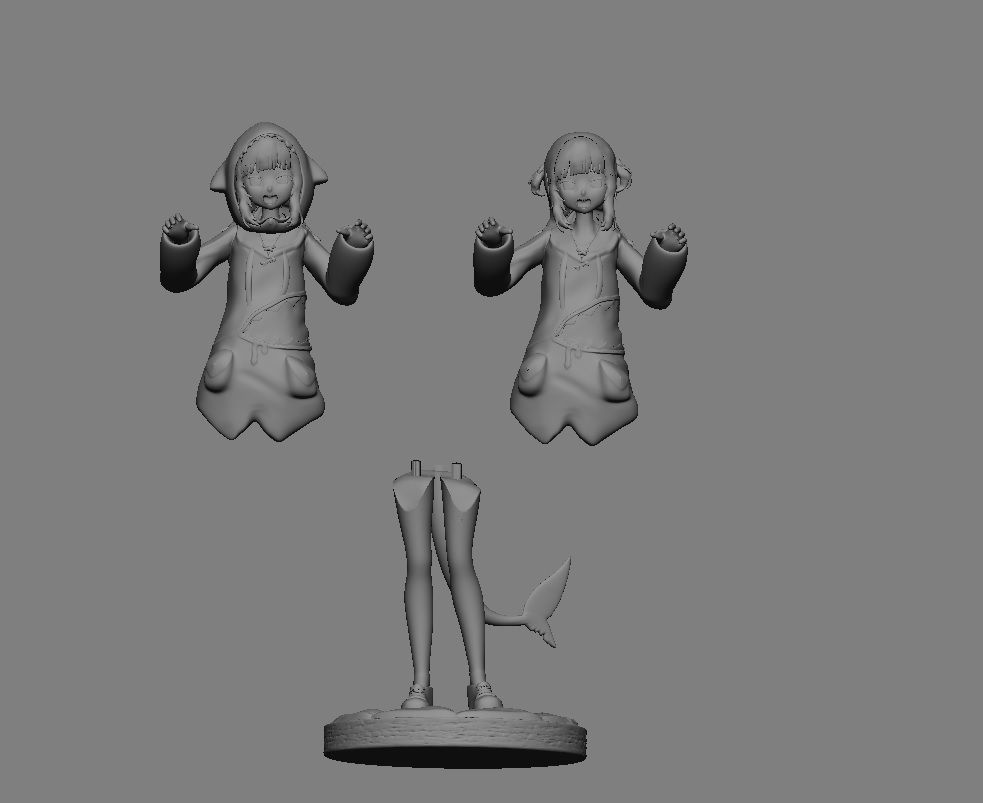 GAWR GURA NORMAL VERSION STATUE CUTE GIRL ANIME CHARACTER 3D print model_15