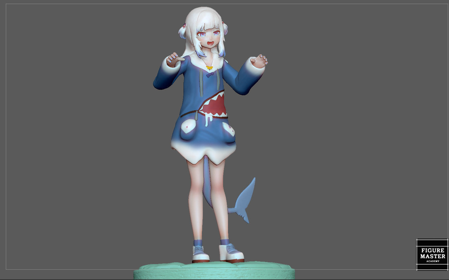 GAWR GURA NORMAL VERSION STATUE CUTE GIRL ANIME CHARACTER 3D print model_5