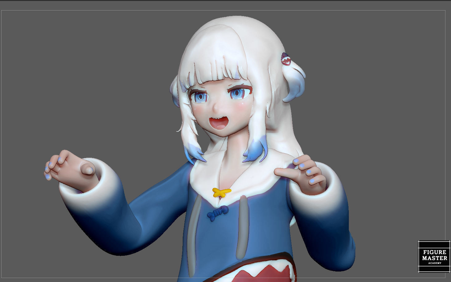 GAWR GURA NORMAL VERSION STATUE CUTE GIRL ANIME CHARACTER 3D print model_4