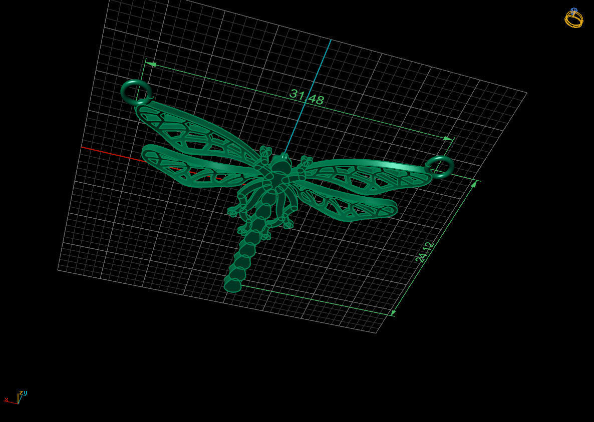 dragonfly pendant 3D print model_2