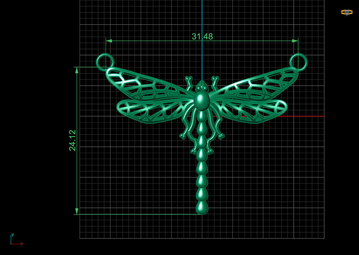 dragonfly pendant 3D print model_1