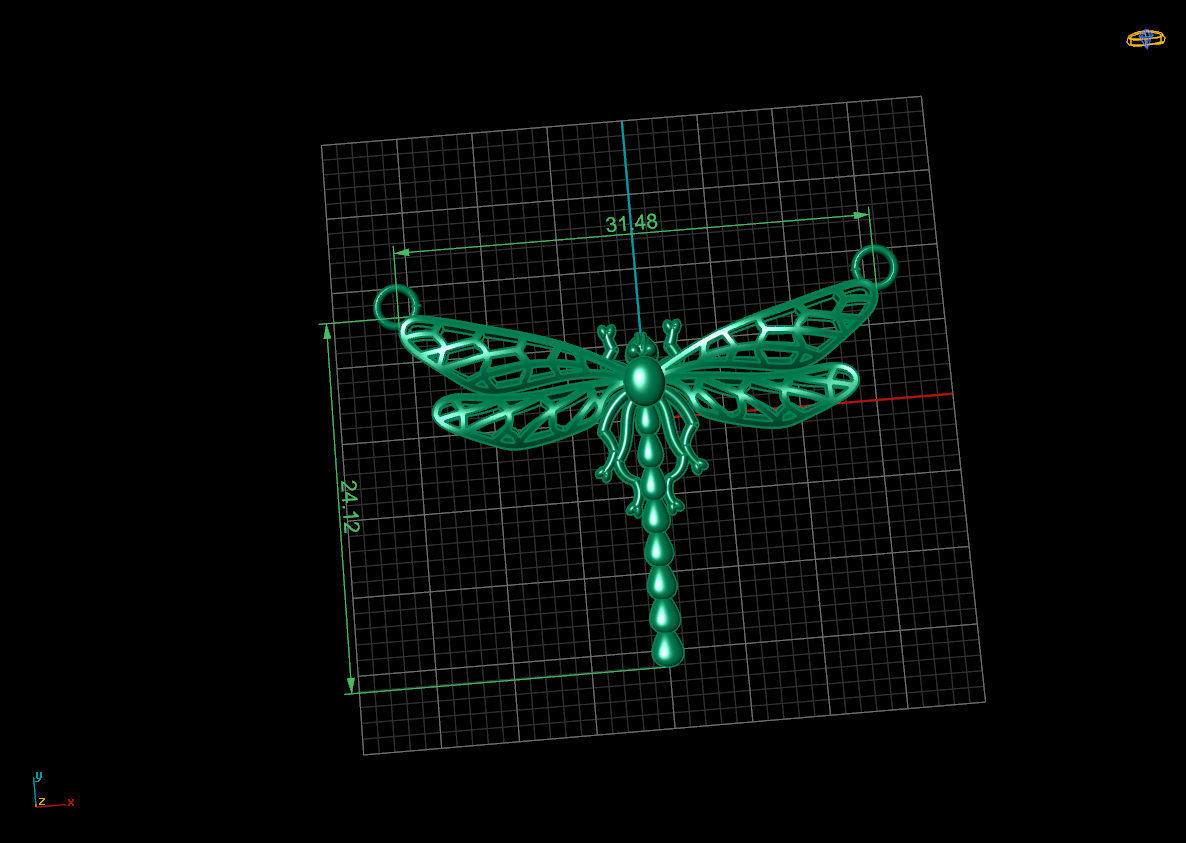 dragonfly pendant 3D print model_3