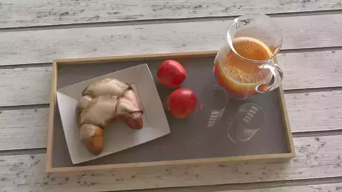 Breakfast Set 3D Model Low-poly 3D model