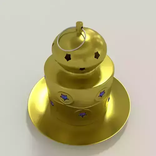 Lantern golden box with stones on top Free 3D model