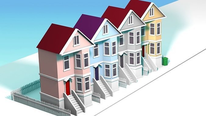 Houses cartoon style 3D model