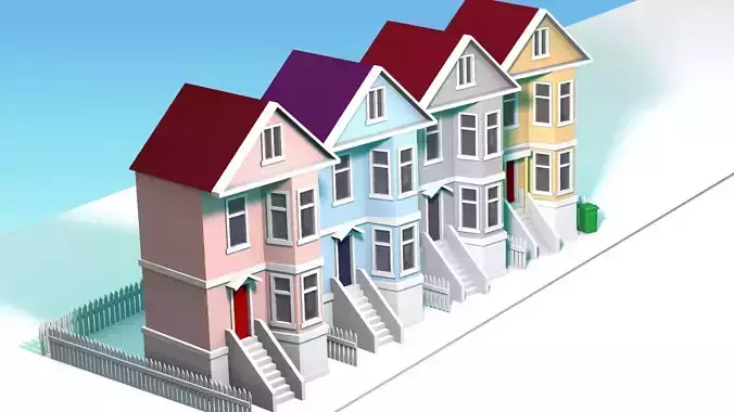 Houses cartoon style 3D model