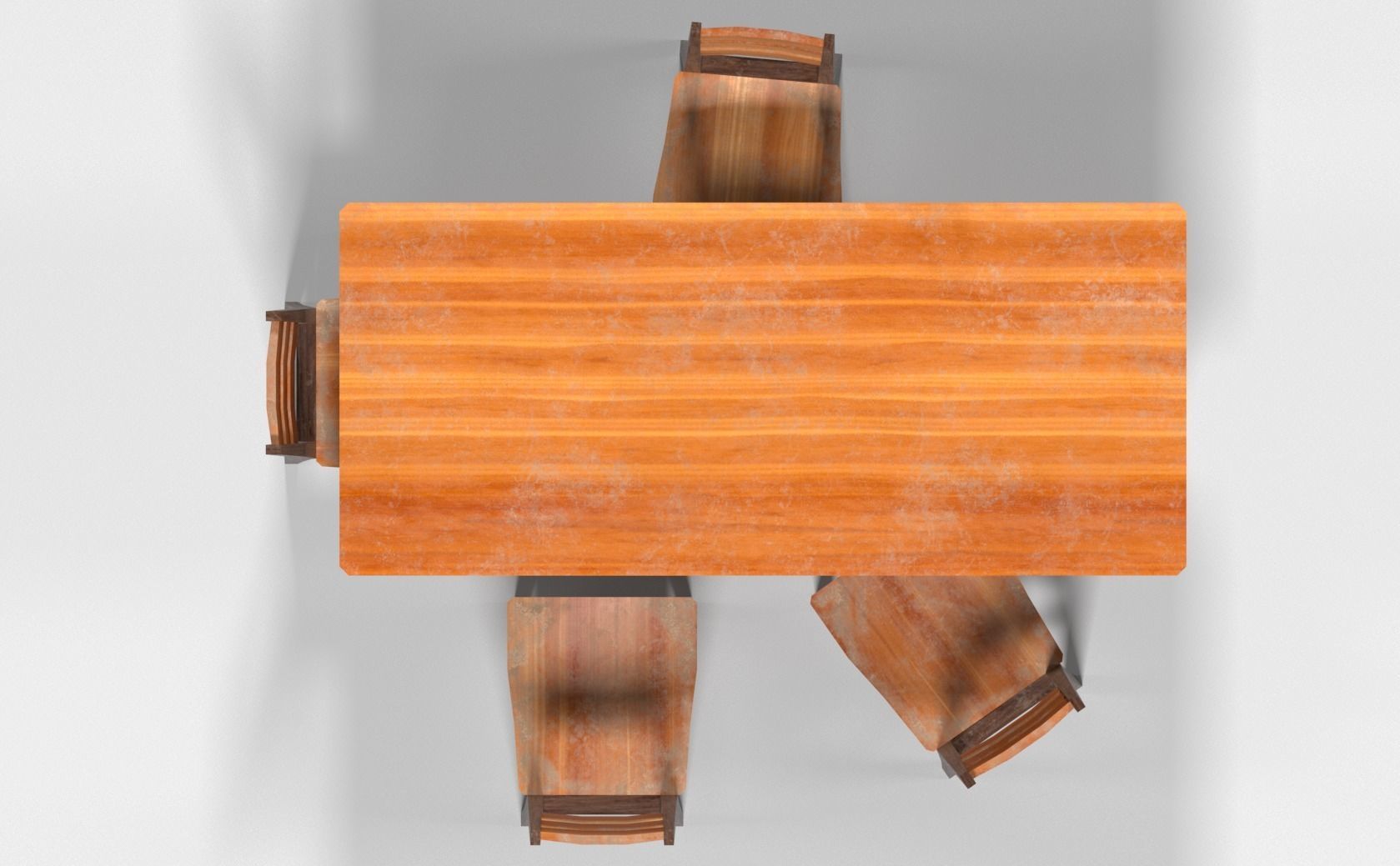 Wooden dinning table and chairs Low-poly 3D model_5