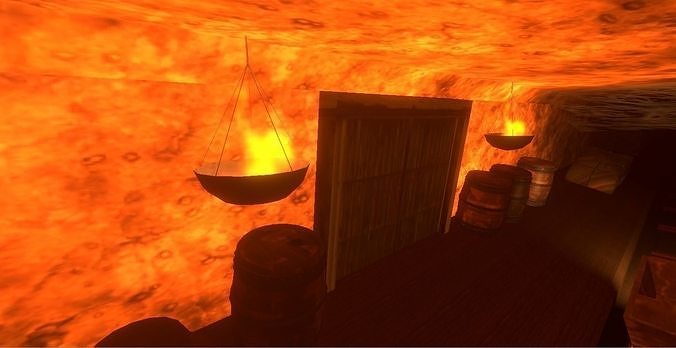 Hanging Torch Lowpoly Low-poly 3D model