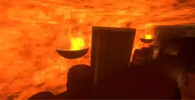 Hanging Torch Lowpoly Low-poly 3D model